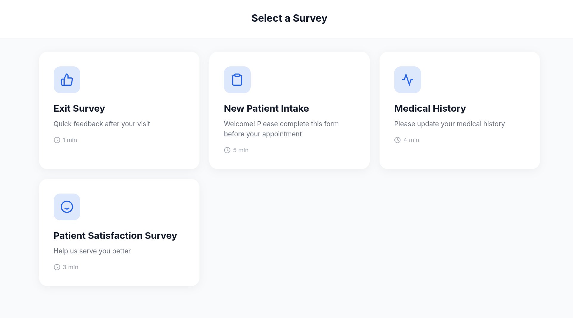 Survey Selection Screen