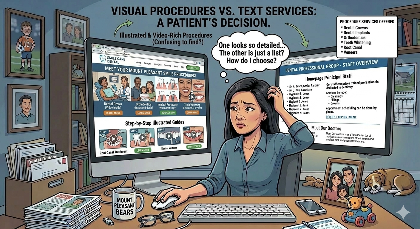 Rich visual service pages vs bare text lists