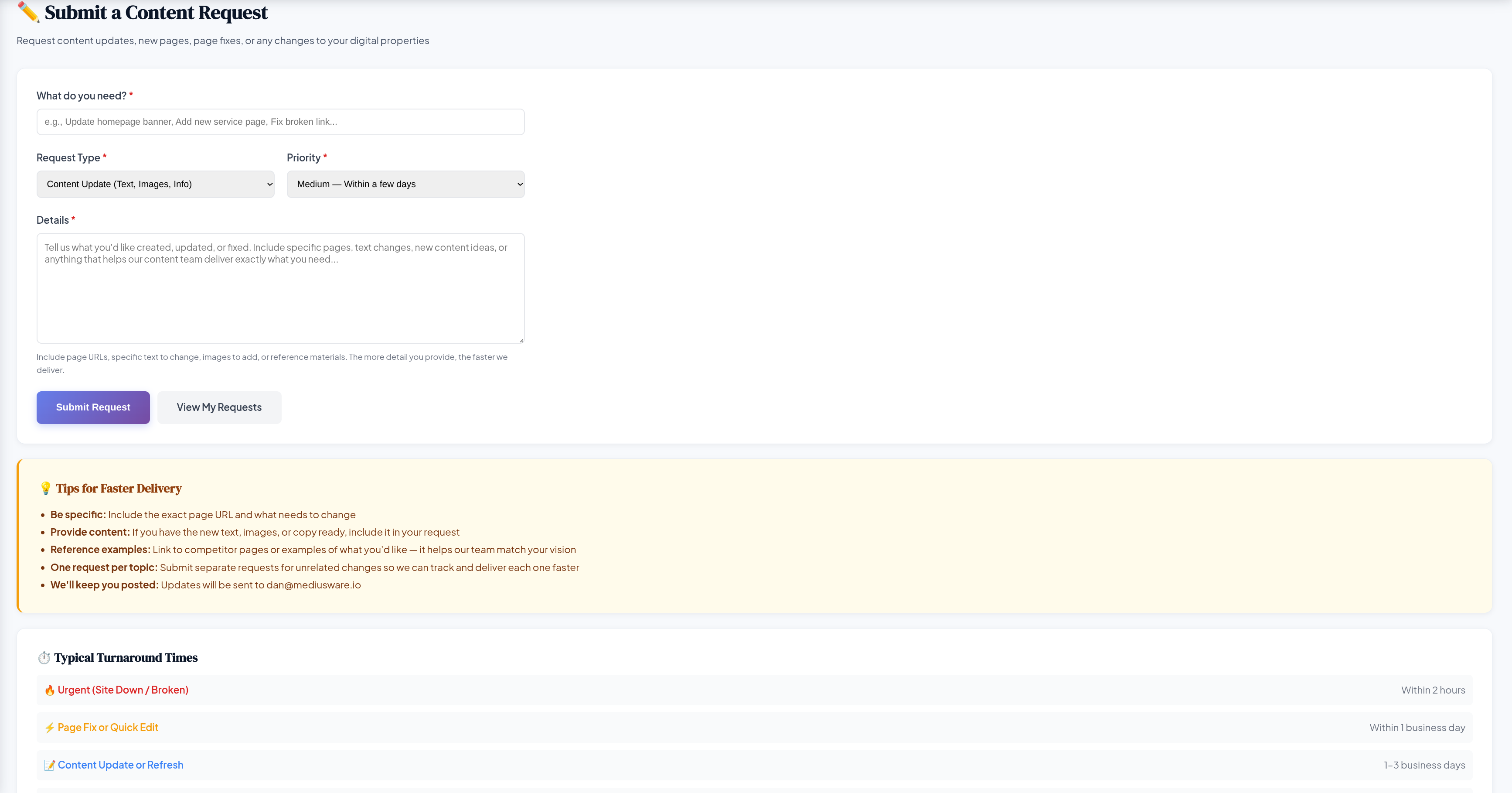 New Request &mdash; Mediuswatcher